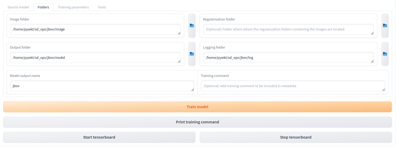 kohya folder settings